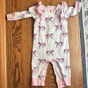 Unicorn Print Kids Footie with Pink Accents